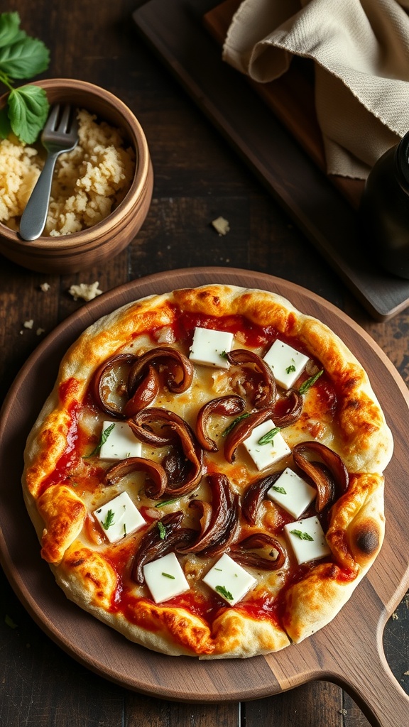 Caramelized onion and Gorgonzola pizza