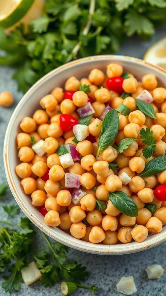 Chickpea salad with fresh herbs and lemon dressing