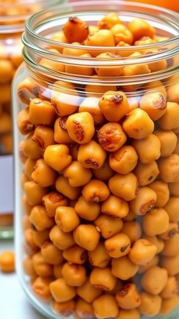 A bowl of roasted chickpeas, a healthy snack option for movie night.