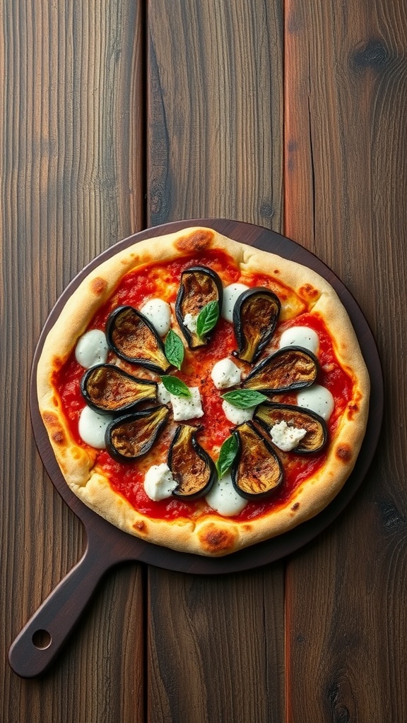 Delicious Eggplant Parmesan Pizza topped with cheese and basil