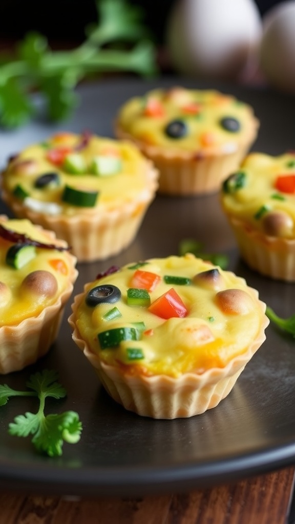 Mini quiches ready for serving
