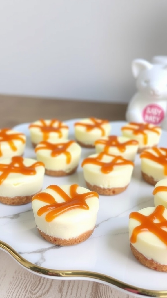 Sweet and smoky cheesecake bites on a decorative plate.