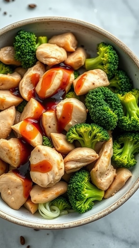 A delicious chicken and broccoli stir-fry with a savory sauce.