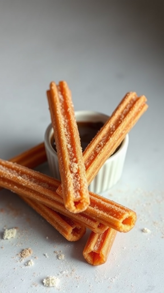 Churros with chocolate dipping sauce
