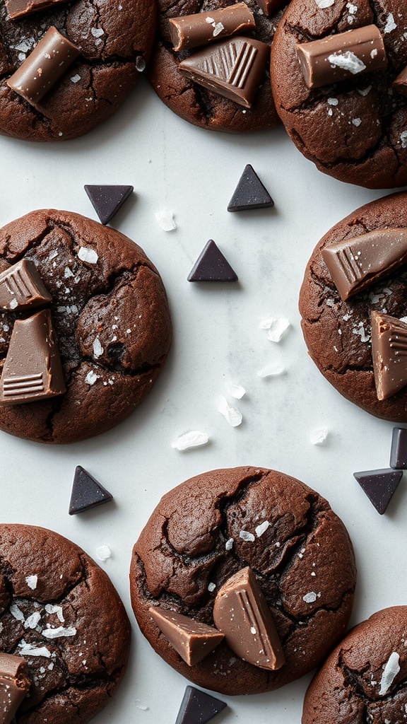 Delicious dark chocolate cookies topped with chocolate chunks and sea salt.