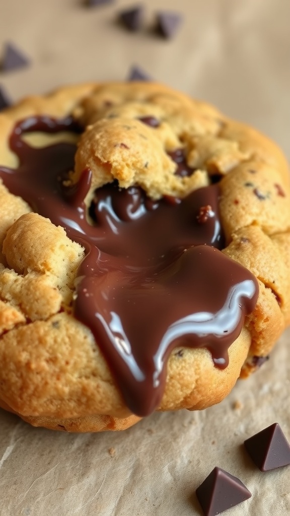 Nutella-stuffed cookie with melted chocolate filling