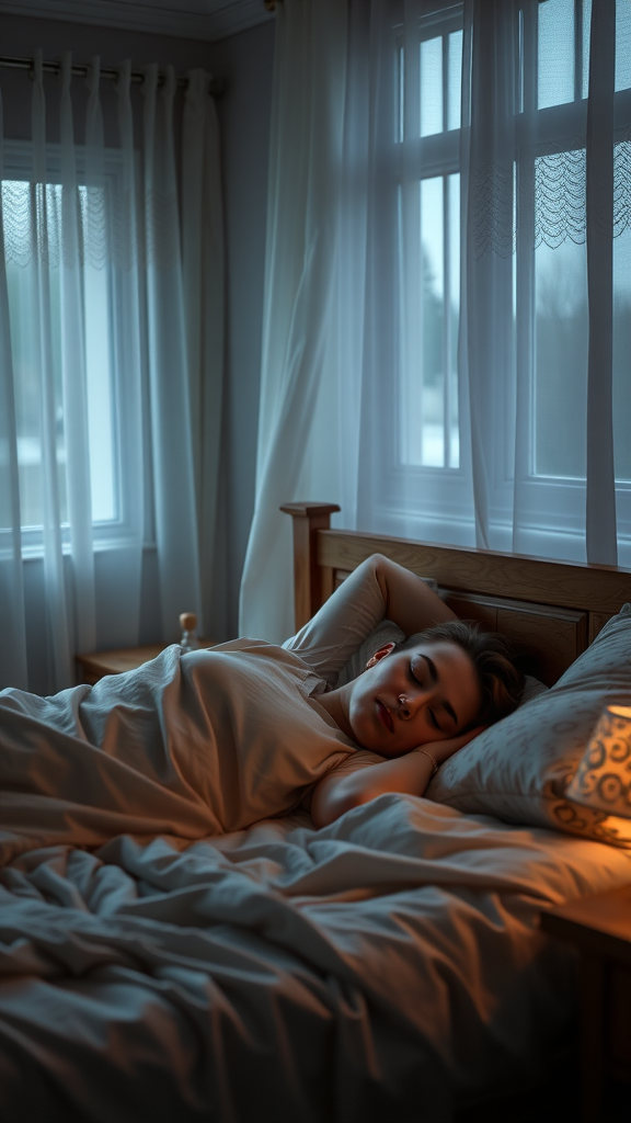 A woman sleeping peacefully in bed with the words 'Weight Loss' prominently displayed.