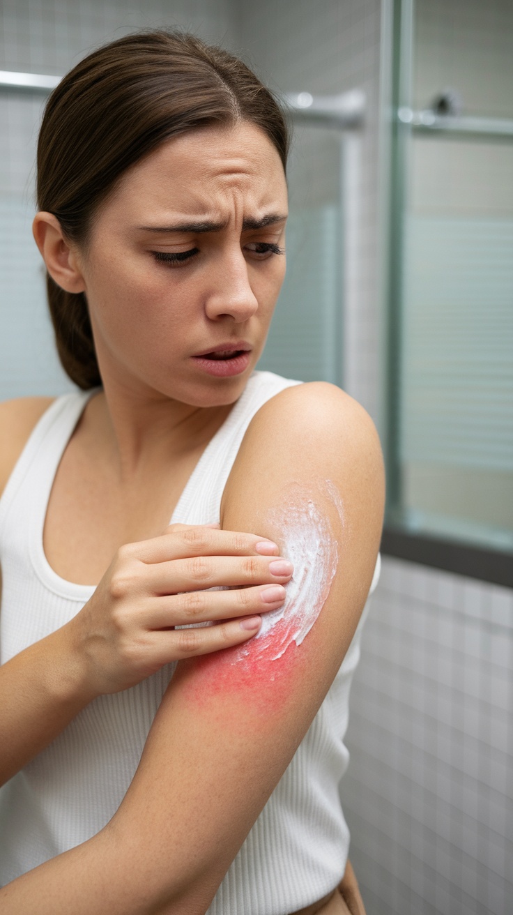 A tube of fat burning cream with warning signs in the background.