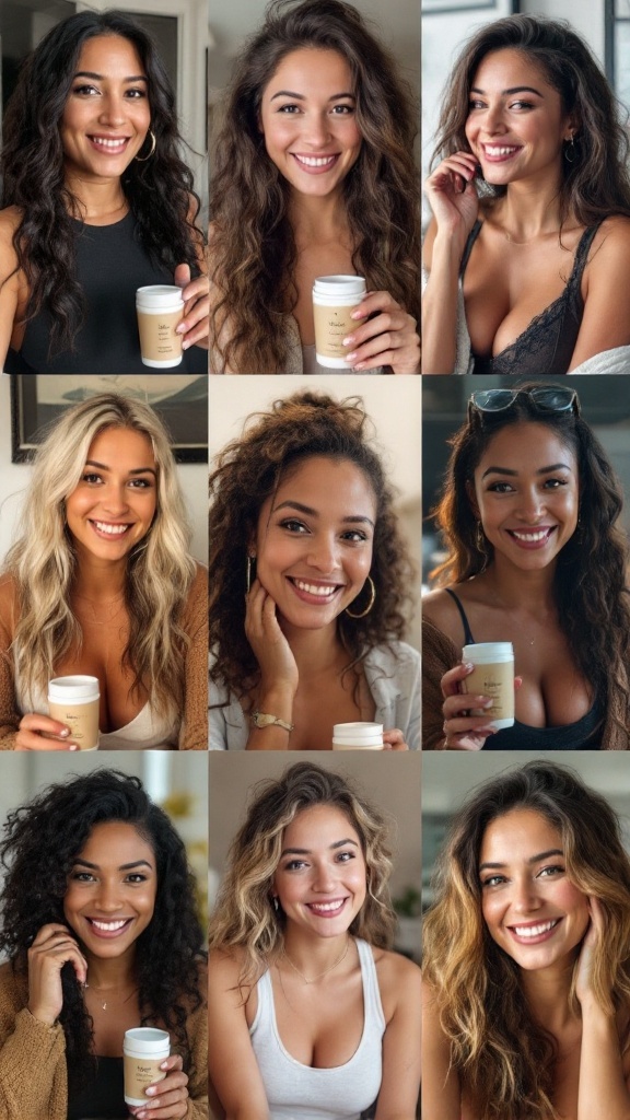A collage of happy individuals showcasing smiles and confidence, symbolizing success stories related to body transformation.