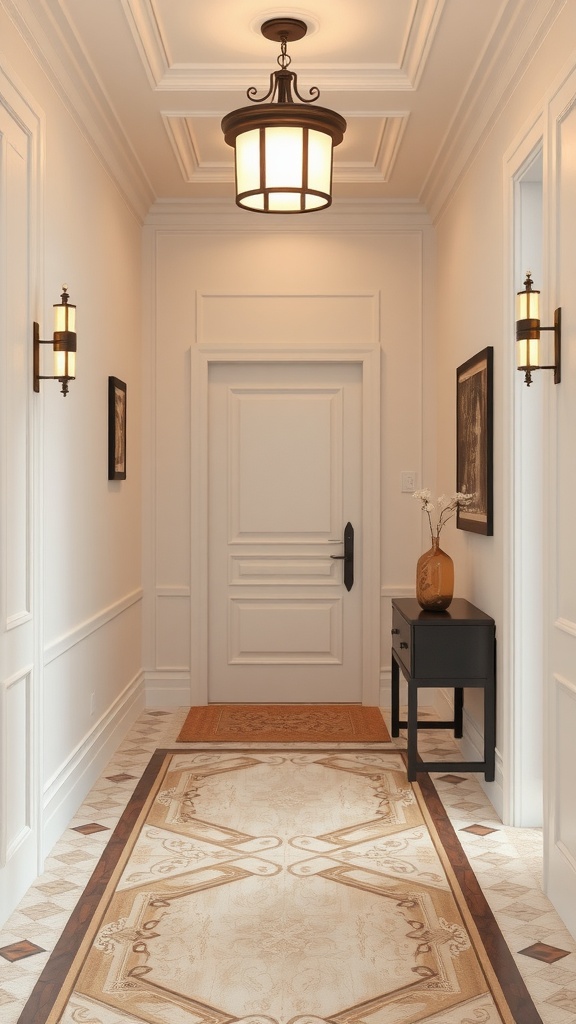 Cozy entryway with elegant flooring and modern decor