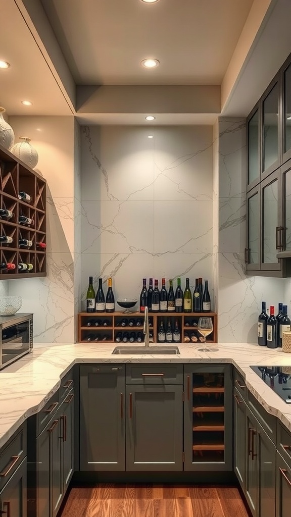 Luxury kitchen with wine storage and elegant design