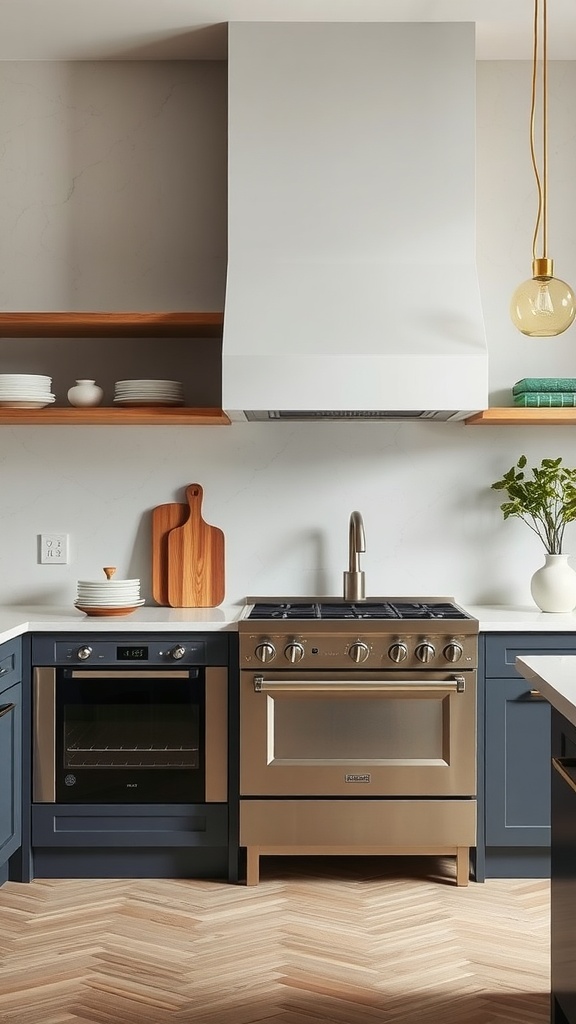 A modern kitchen featuring stylish appliances with custom finishes.