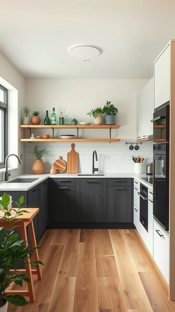 A modern kitchen featuring sustainable materials and eco-friendly design elements.