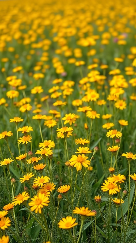 A field filled with blooming Coreopsis flowers, showcasing vibrant yellow petals.