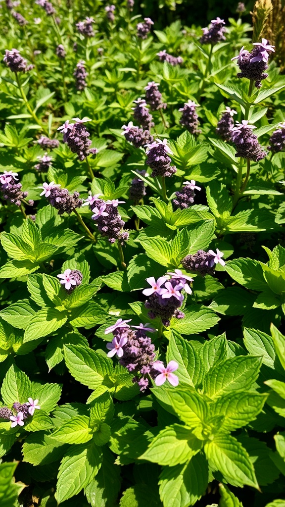 Corsican mint ground cover with purple flowers and green leaves