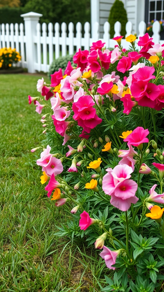 A vibrant display of snapdragons in various colors, blooming in a garden setting.