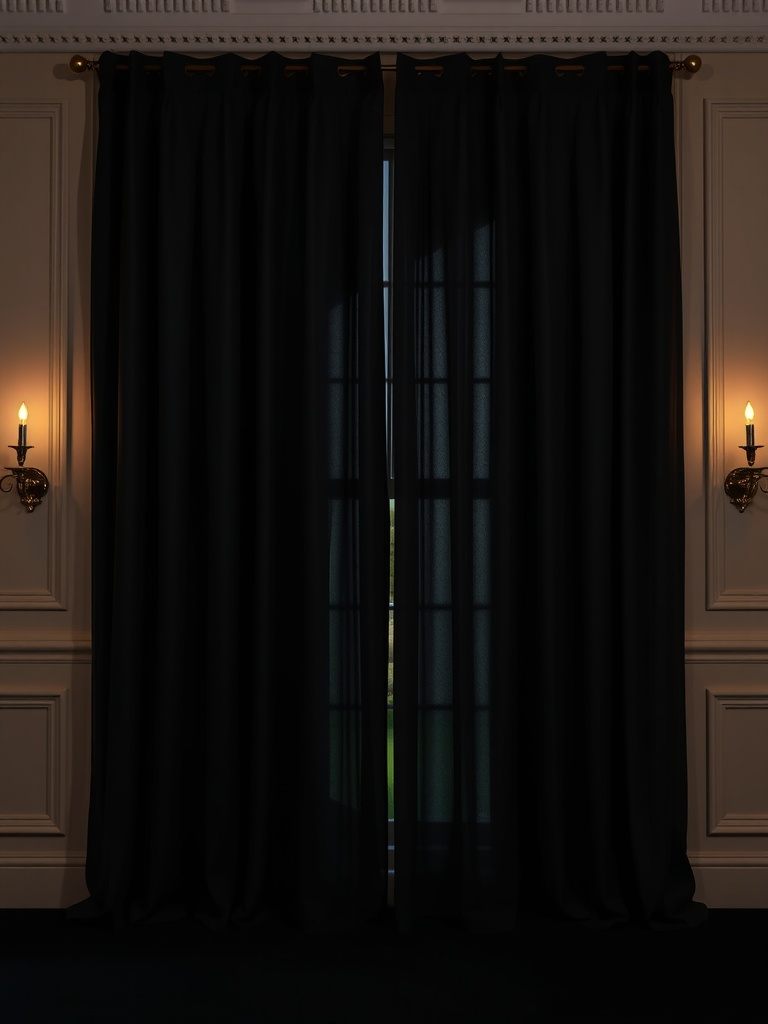 Classic taffeta blackout drapery panels in a stylish interior setting