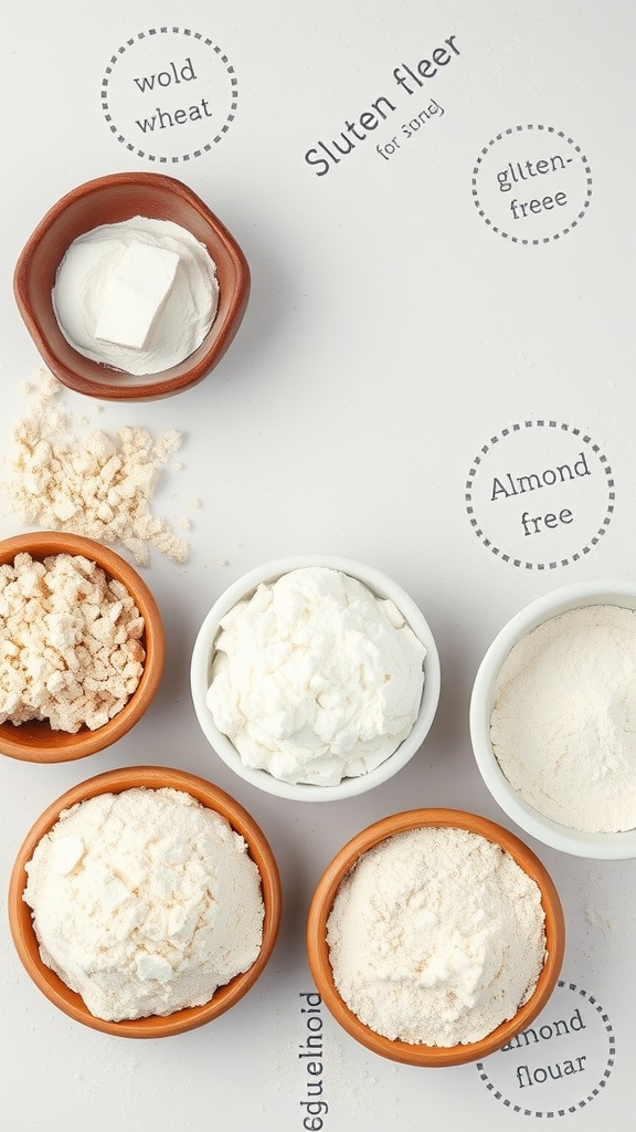 Selection of alternative flours for unique pizza doughs.