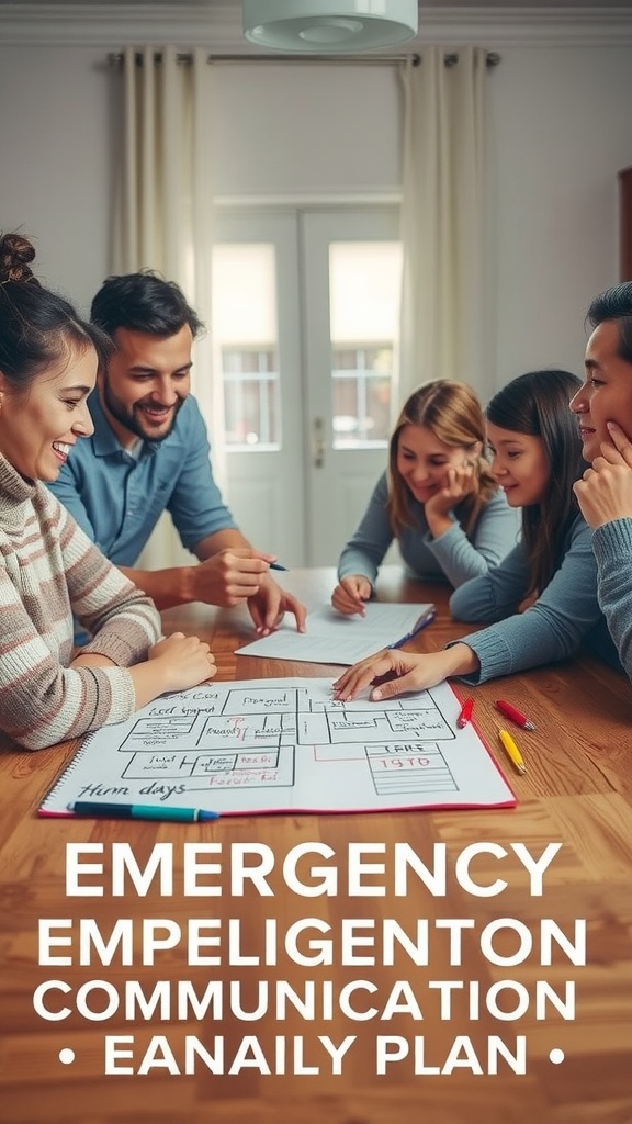 A family discussing their communication plan during an emergency.