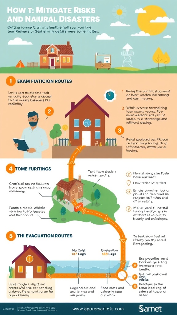 Infographic illustrating strategies for mitigating risks in natural disasters.