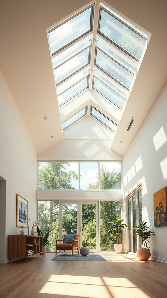 Interior view featuring large skylights and bright open space