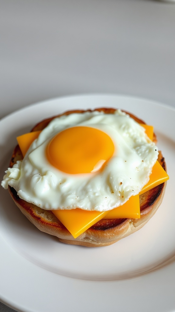 A delicious egg and cheese breakfast sandwich on a plate