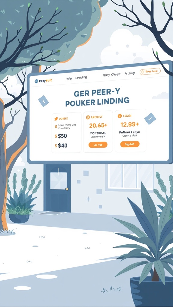 A digital interface for peer-to-peer lending, showing loan options and rates.