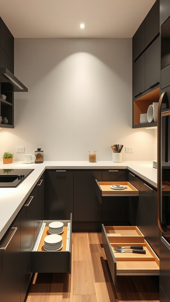 Modern kitchen with stylish cabinetry and pull-out drawers