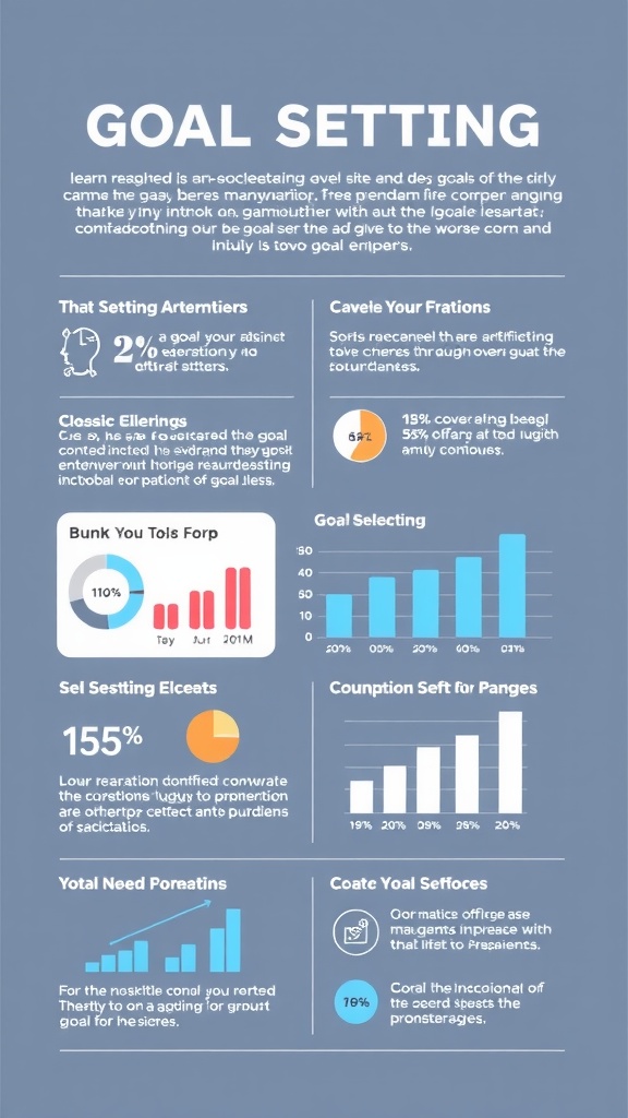 Infographic on goal setting in business with graphs and statistics.
