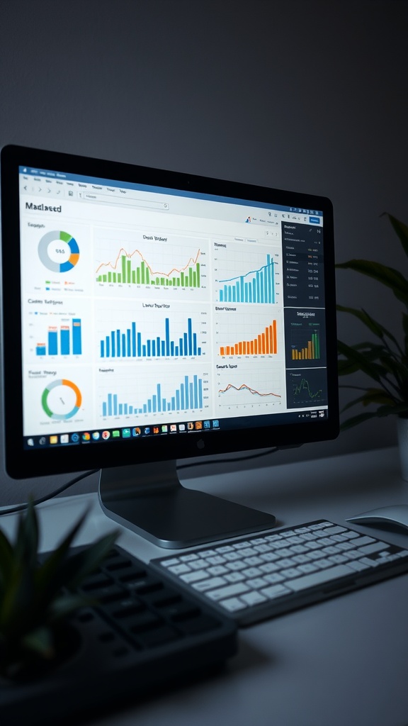 A computer screen displaying various financial graphs and data analytics for business management.
