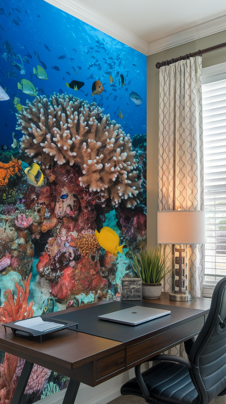 Colorful underwater coral reef with fish