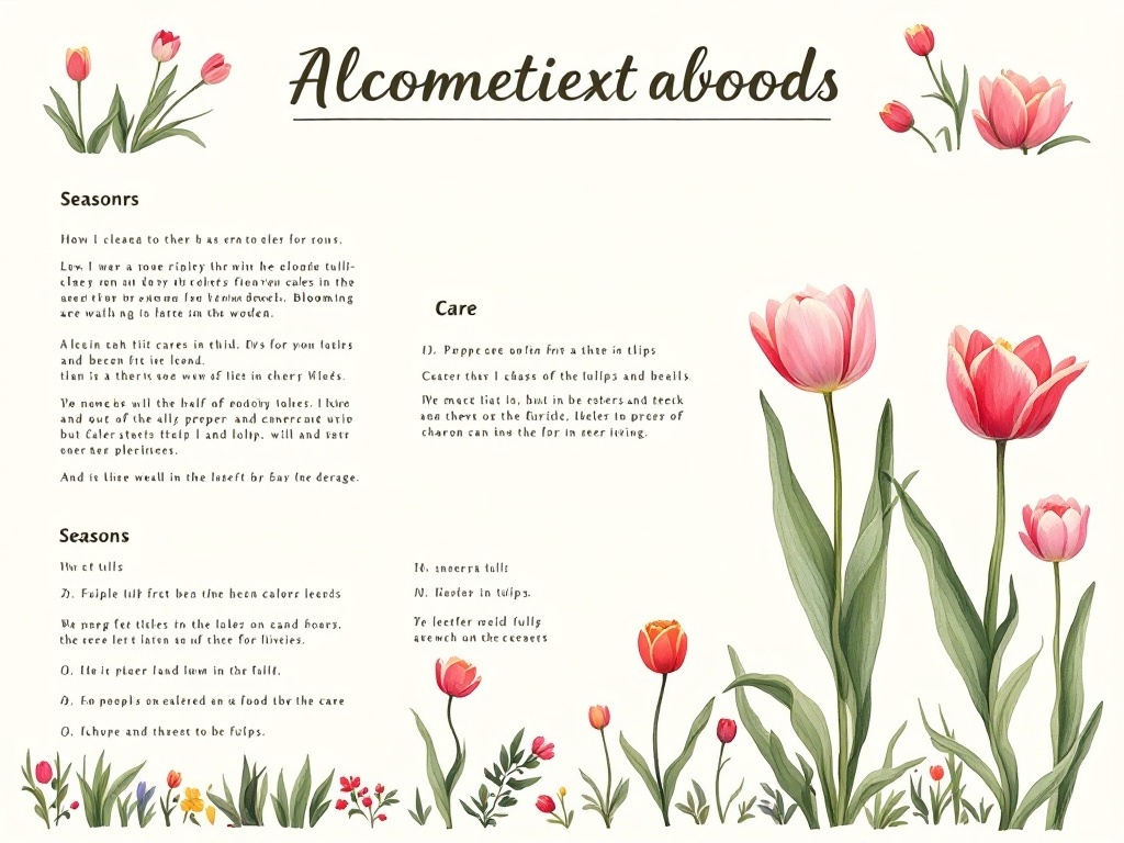 A collection of beautiful tulips blooming in various colors, symbolizing the care needed throughout the seasons.
