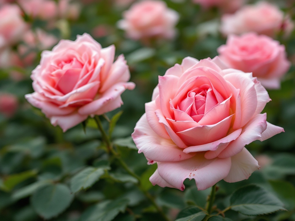 Pink roses blooming in a garden