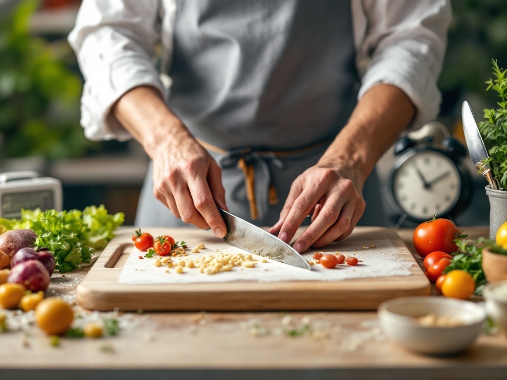 French Dip Sliders on a wooden cutting board with ingredients scattered around