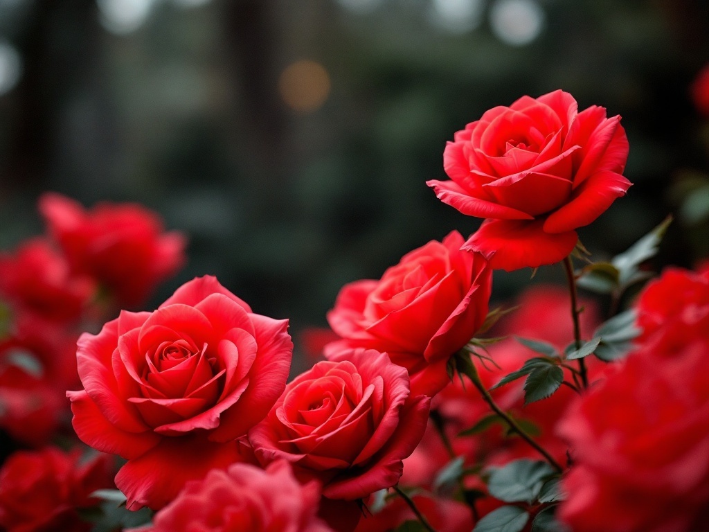 A close-up of a beautiful bouquet of vibrant red roses.