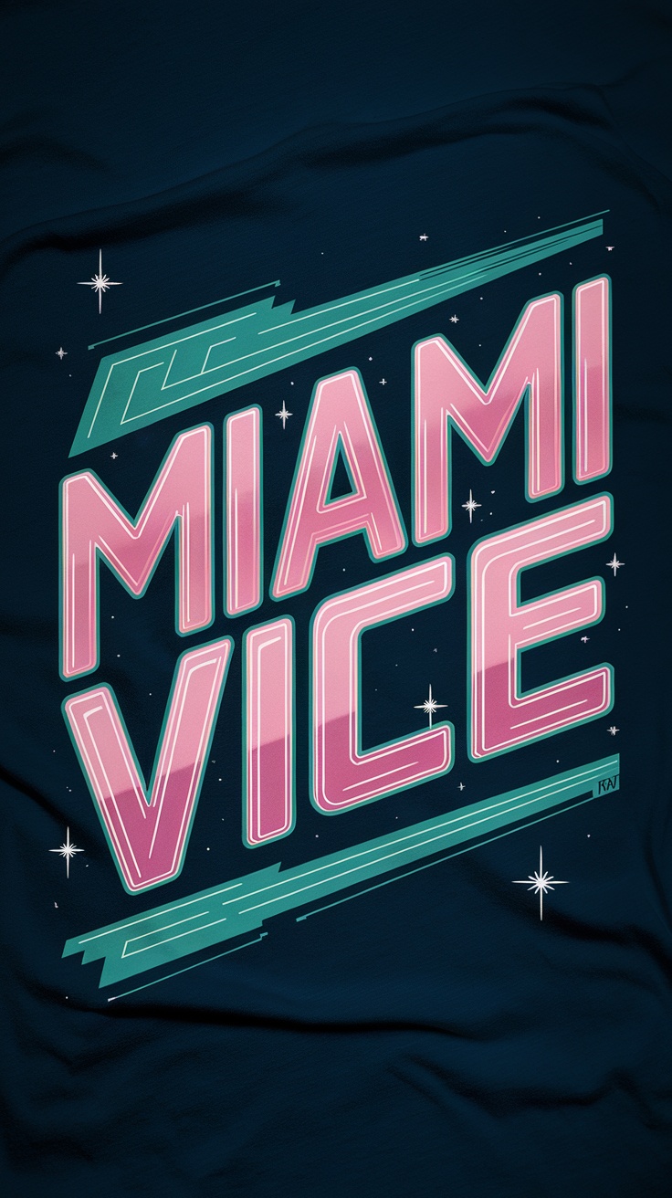 Retro Neon Miami Vice logo on a t-shirt design