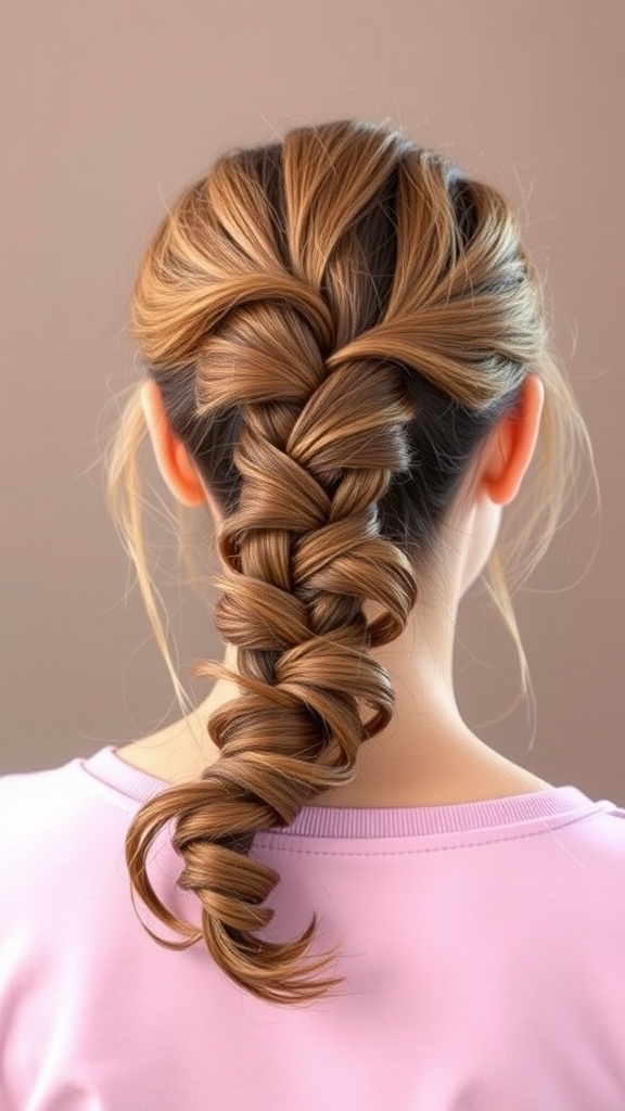 A braided side ponytail hairstyle.