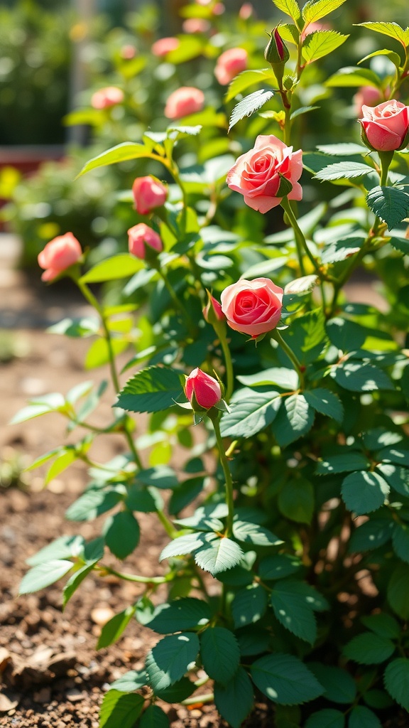 Vibrant pink roses blooming in a garden