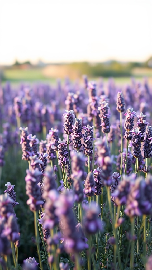 Lavender flowers in bloom under a clear sky