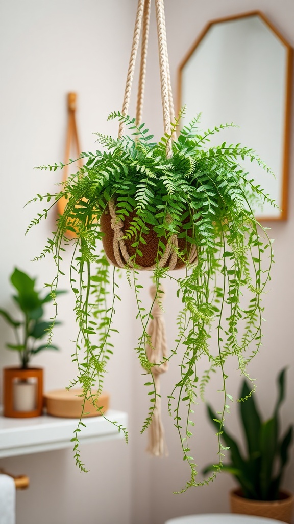 Hanging Maidenhair Fern in a stylish indoor setting