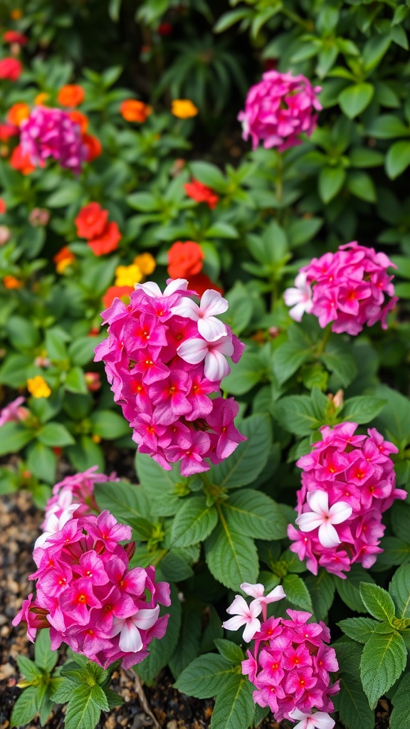 Vibrant pink phlox flowers blooming in a garden setting