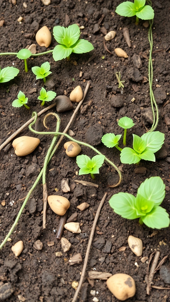 Illustration showing layers of soil: sand, clay, and organic matter.