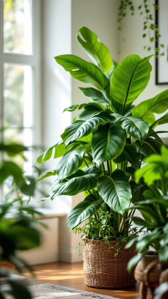 A Split Leaf Philodendron in a bright, cozy room.