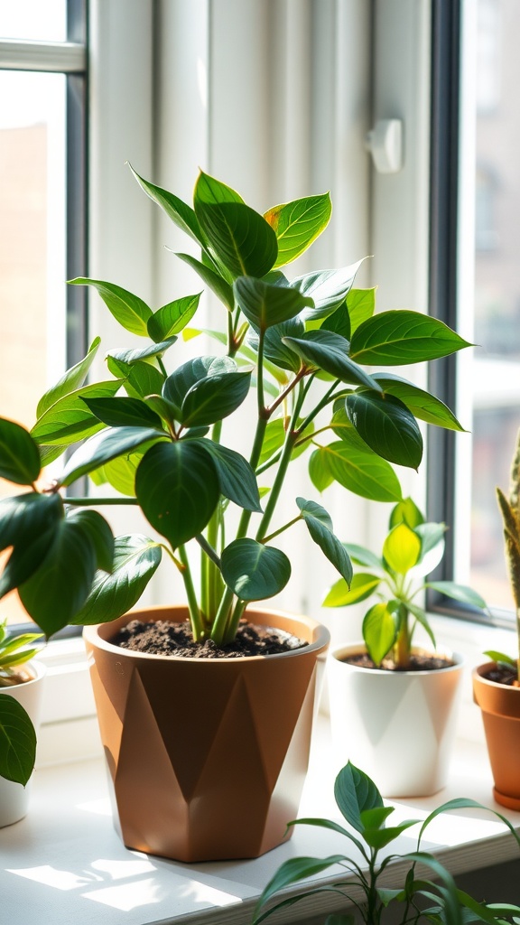 A healthy Cast Iron Plant in a stylish pot by a window, showcasing its vibrant green leaves.