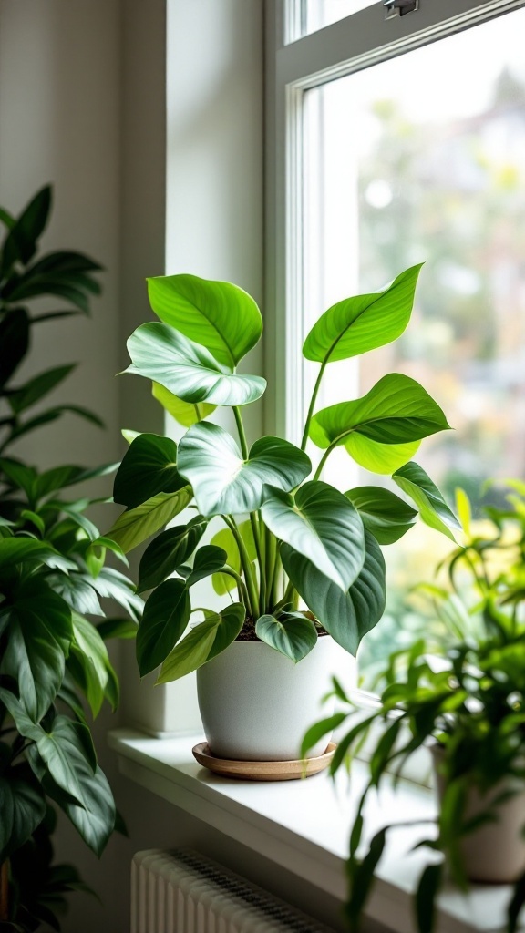 A Paddle Plant with broad, flat leaves displayed in a bright indoor setting.