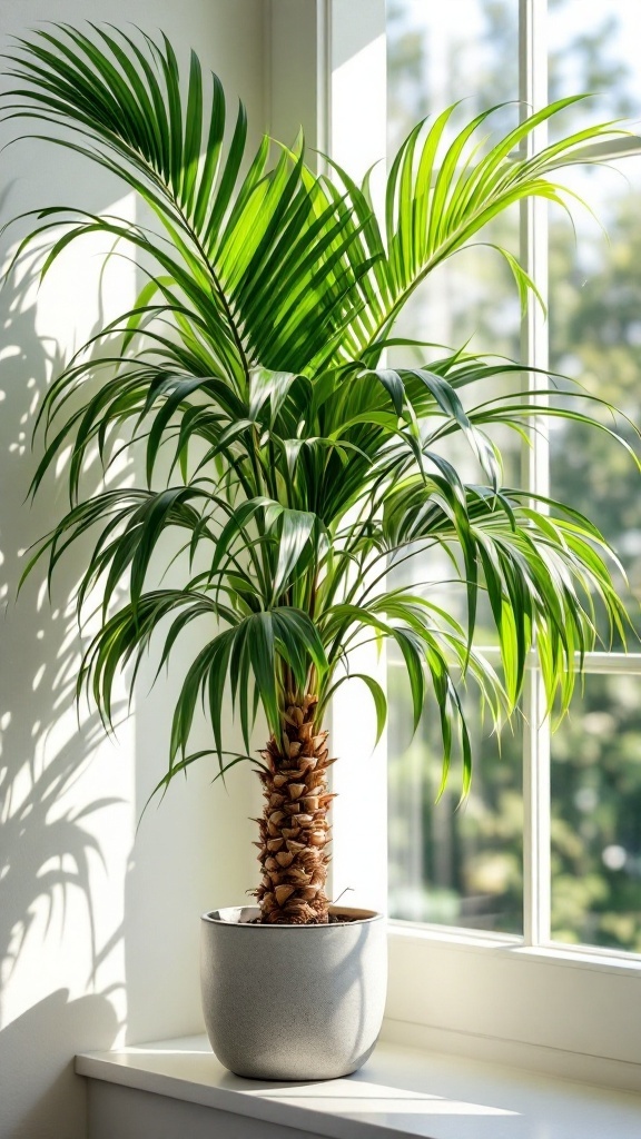 Ponytail Palm plant in a bright room with sunlight