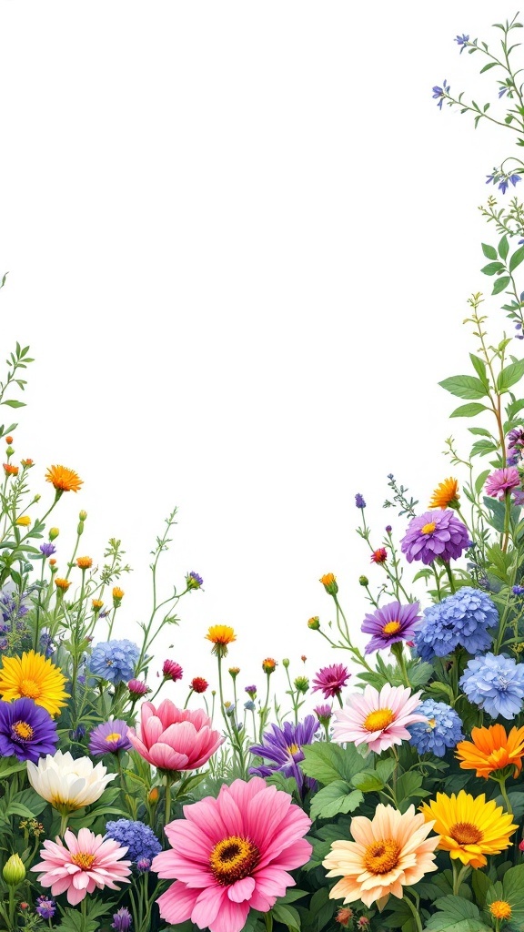 A vibrant assortment of colorful flowers suitable for an edible garden.