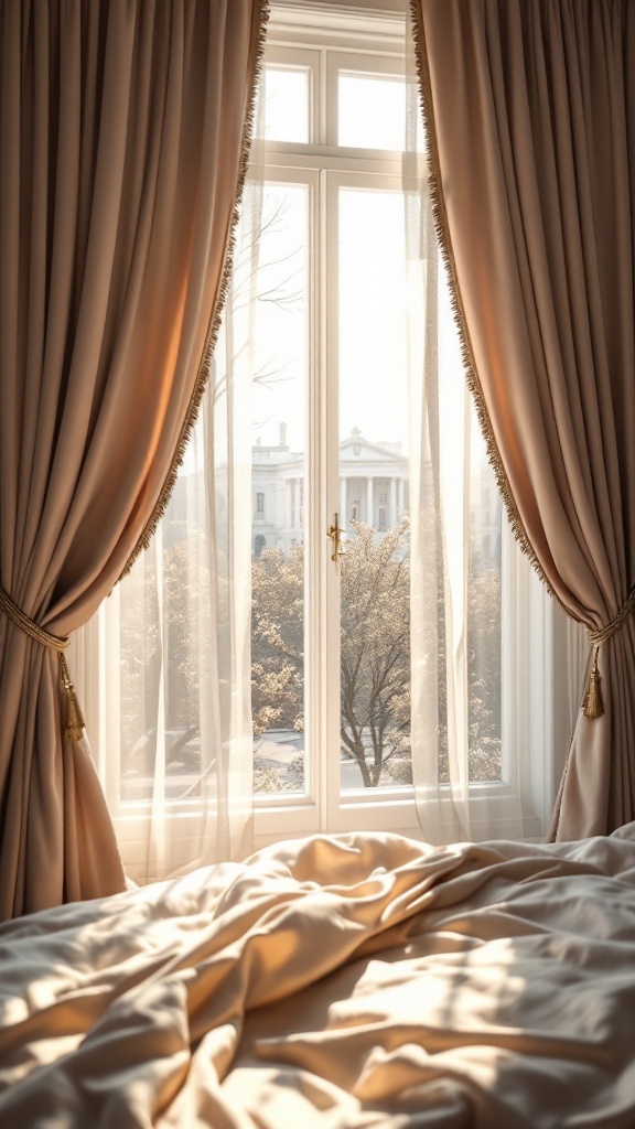 Elegant window treatments with soft curtains and a bright view