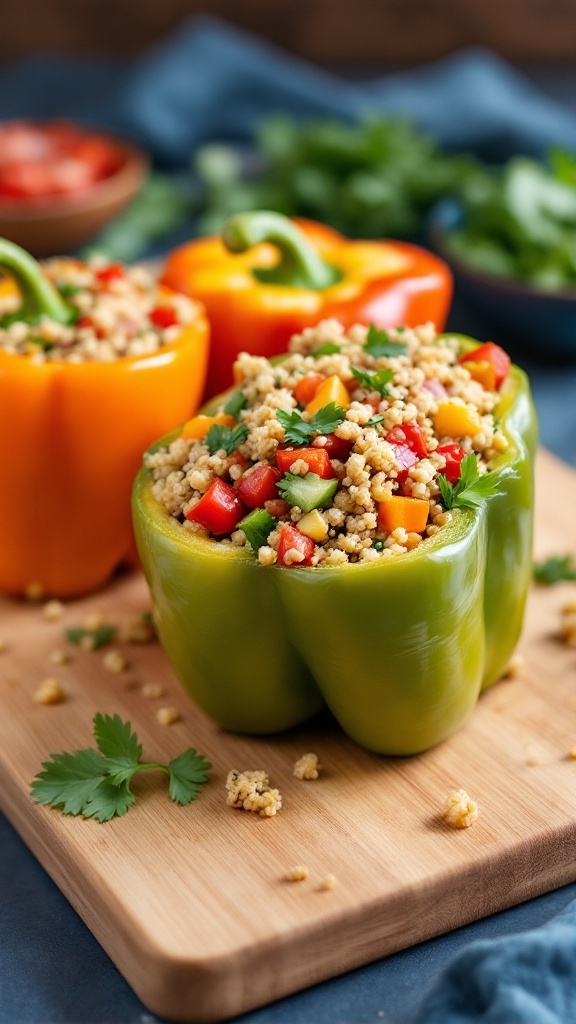 Stuffed bell peppers filled with quinoa and vegetables