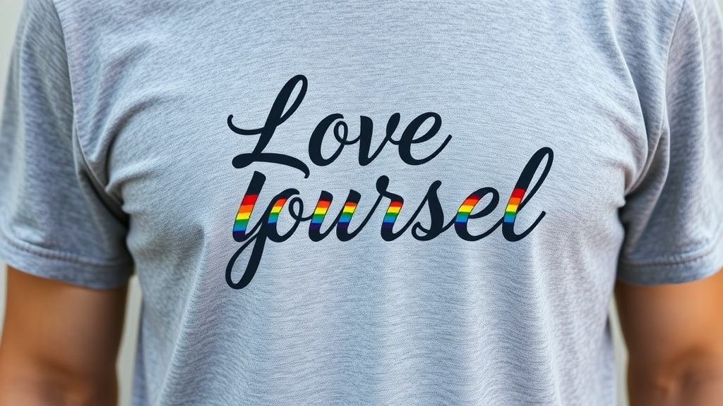 Love Yourself T-shirt with rainbow lettering